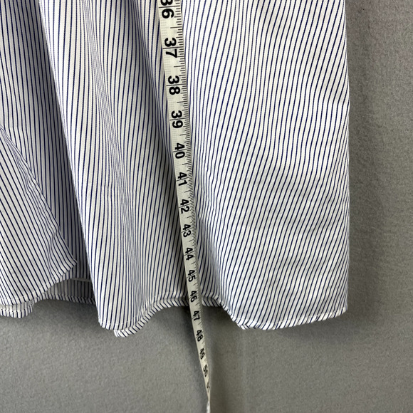 Alex Marie Fit Flare Dress Womens 10 Pinstripe Cinch Puff Sleeve Classy Minimal - Picture 14 of 14